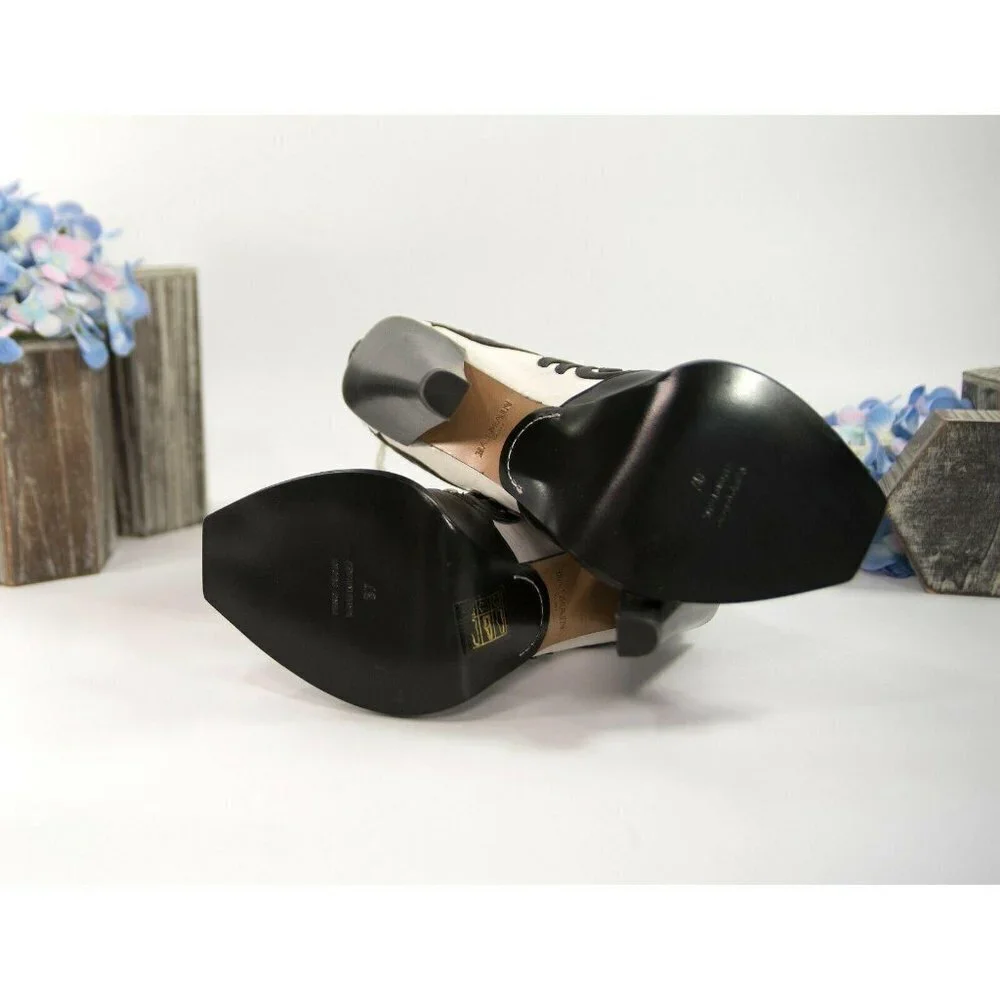 Balmain Floral Tooled Leather Lace Up Boots 37 - Picture 7 of 11